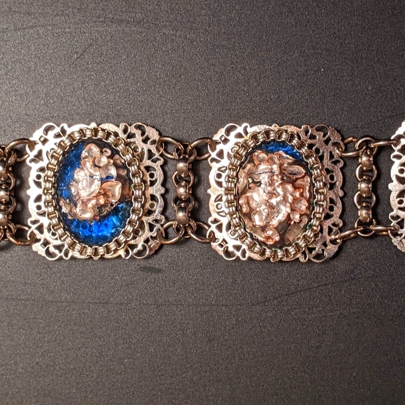 Vintage Foiled Blue & Silver Tone Bracelet - Picture 3 of 8